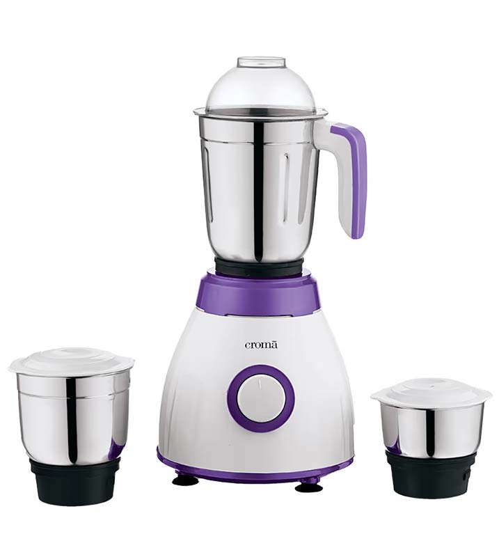 Croma 500 Watts 3 Jars Mixer Grinder (Rust Resistant,White and Purple)